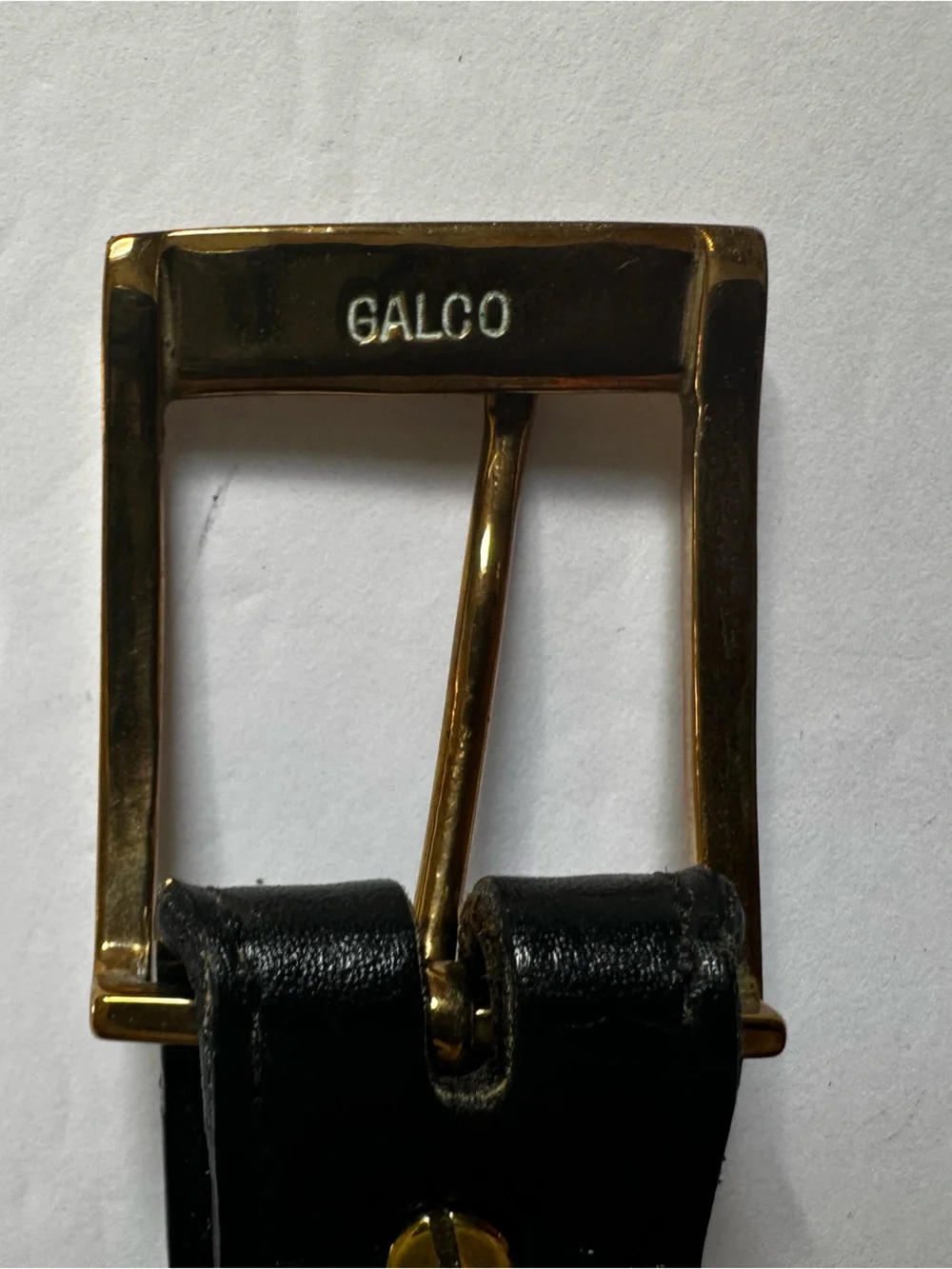 GALCO Men’s Shiny Black 1 1/8” Genuine Leather Brass Buckle Belt- Size 40B
